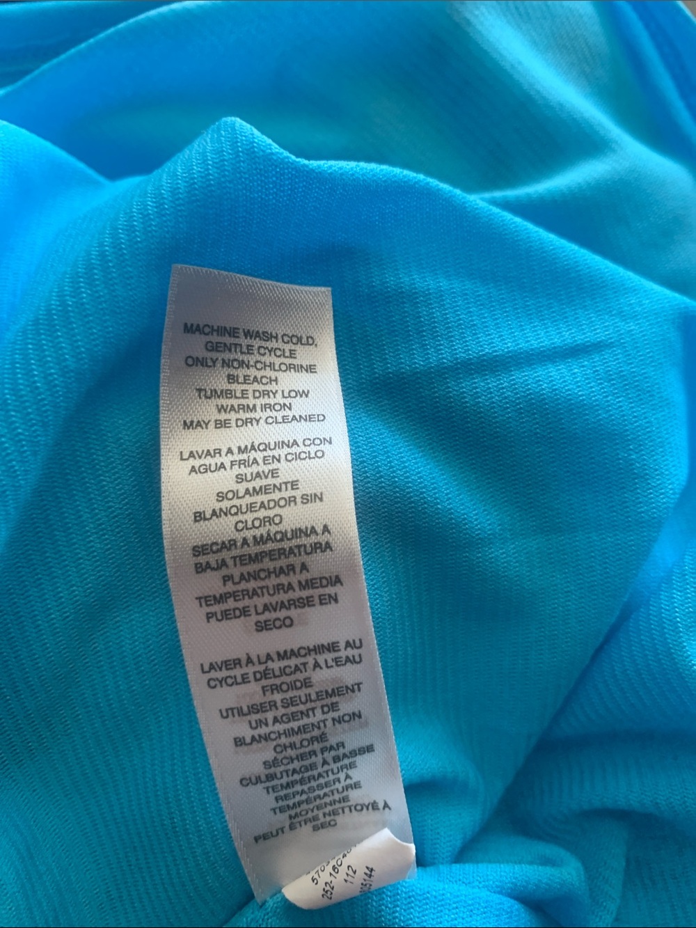 Chico's Turquoise Printed Skirt With Sharkbite Hem - Picture 6 of 6